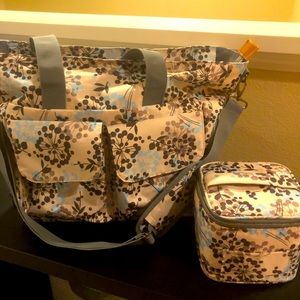 Floral Baby Bag Set - Cream and Blue